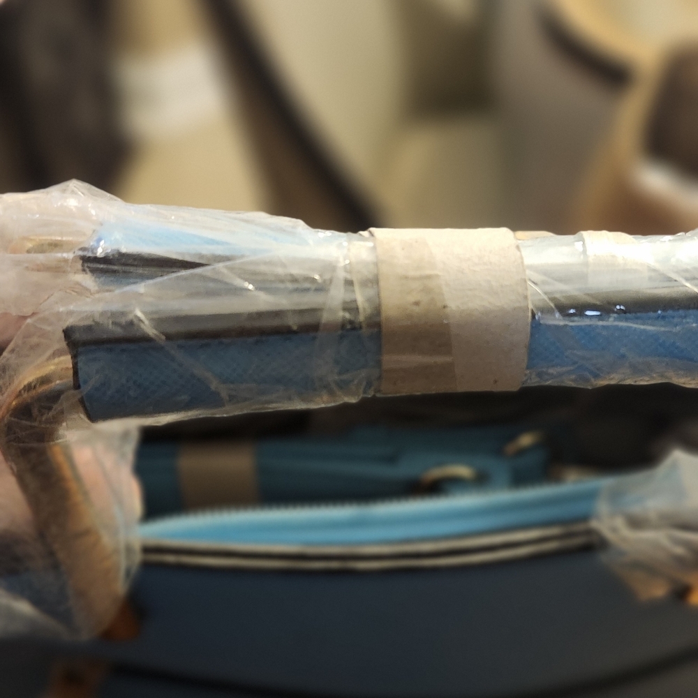 Teal Bag With Yellow And White Stripe With Strap. NWT